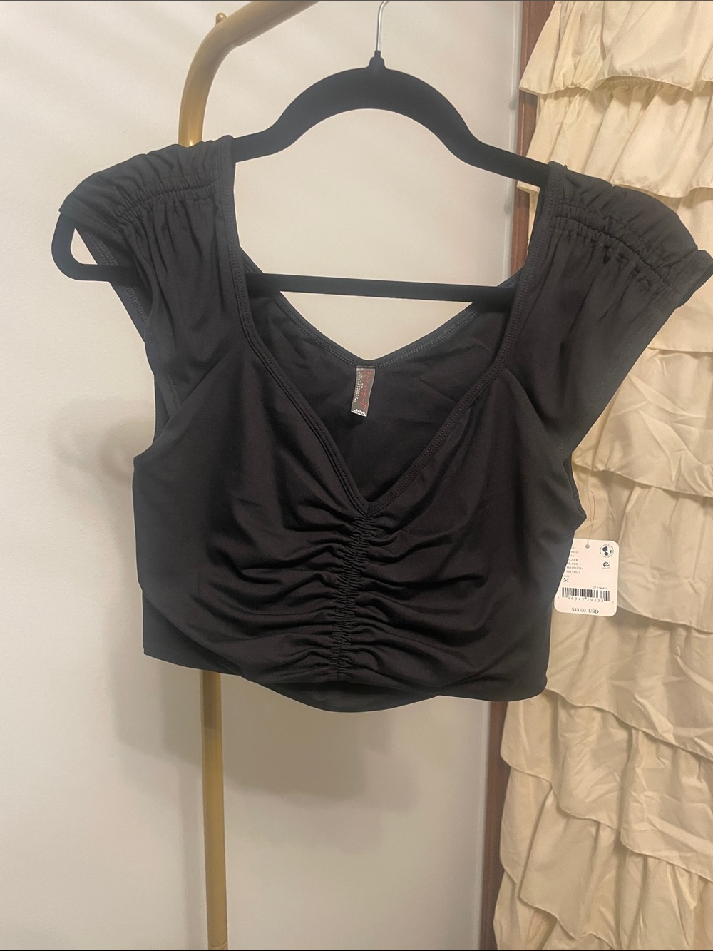 FP Movement by Free People Black Ruched Crop Top - Picture 2 of 7
